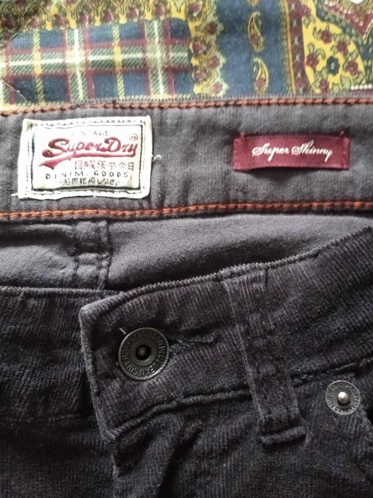 Сірі стрейчеві вельветові нтани SuperDry 28W/32L