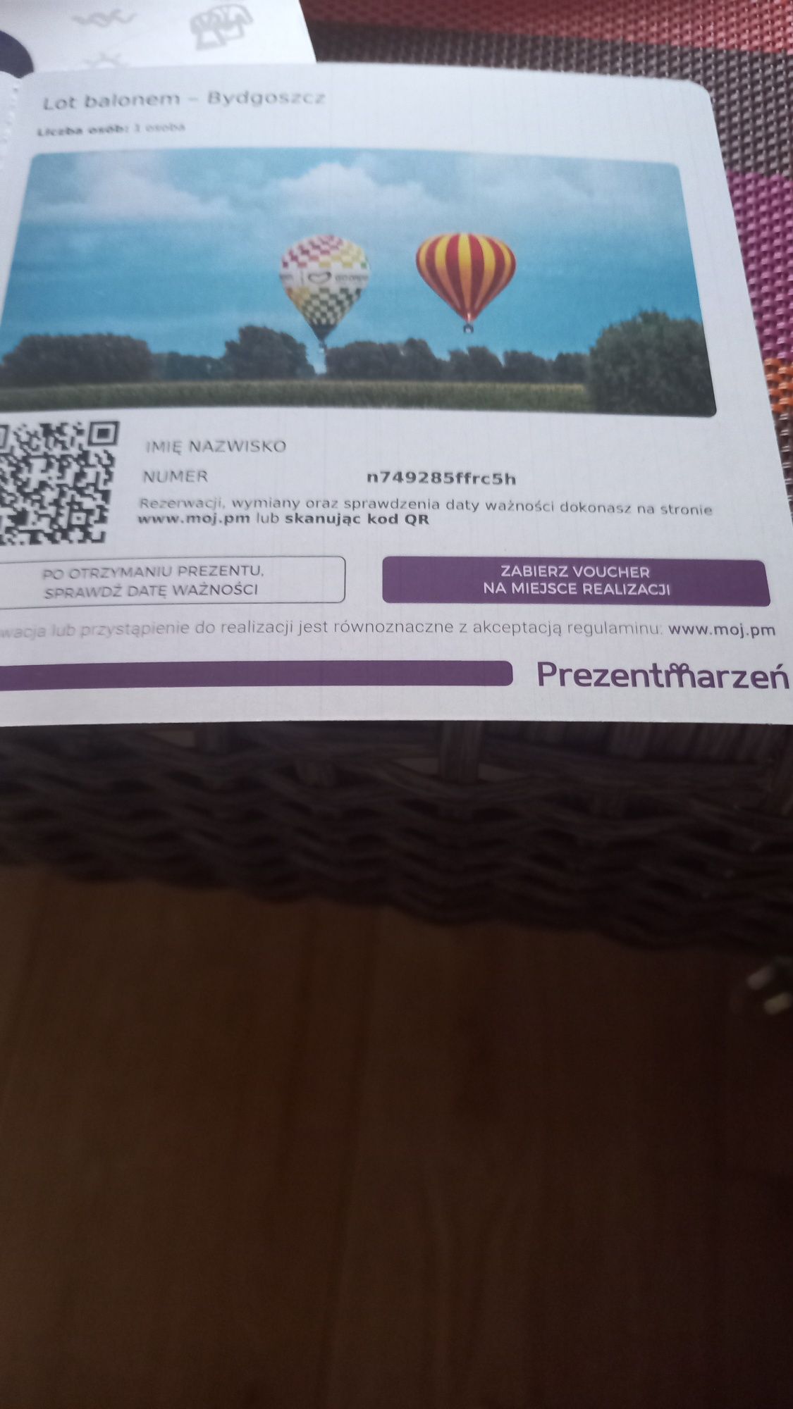 Lot Balonem prezent marzeń