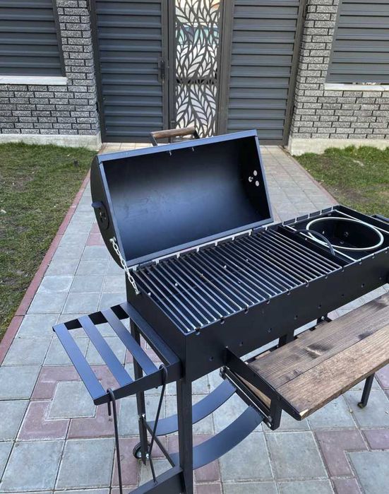 Мангал з кришкою на колесах метал 5 мм на 13 шампурів ПОСИЛЕНИЙ