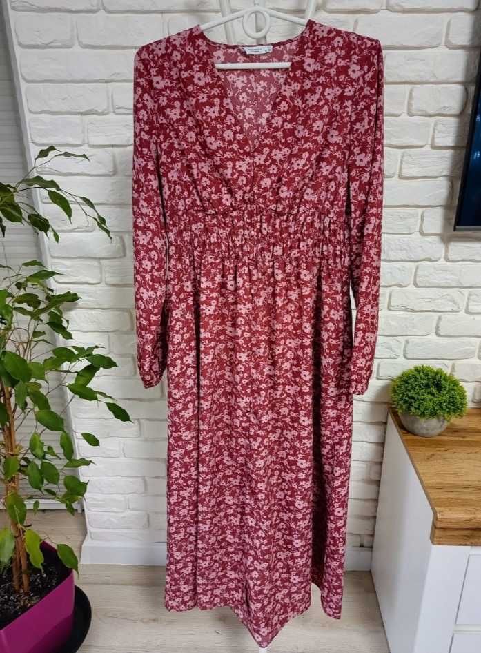 Reserved długa kwiecista sukienka Boho hippie maxi 38