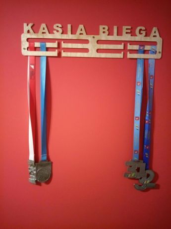 Wieszak na medale, hand made, drewno, medal, bieg, maraton