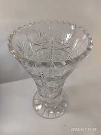 Wazon kryształowy  szeroki  wys 25,5cm z czasów PRL szkło kryształowe