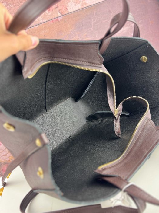 TOREBKA shopperka SKÓRA NATURALNA kolor czekoladowy + kosmetyczka