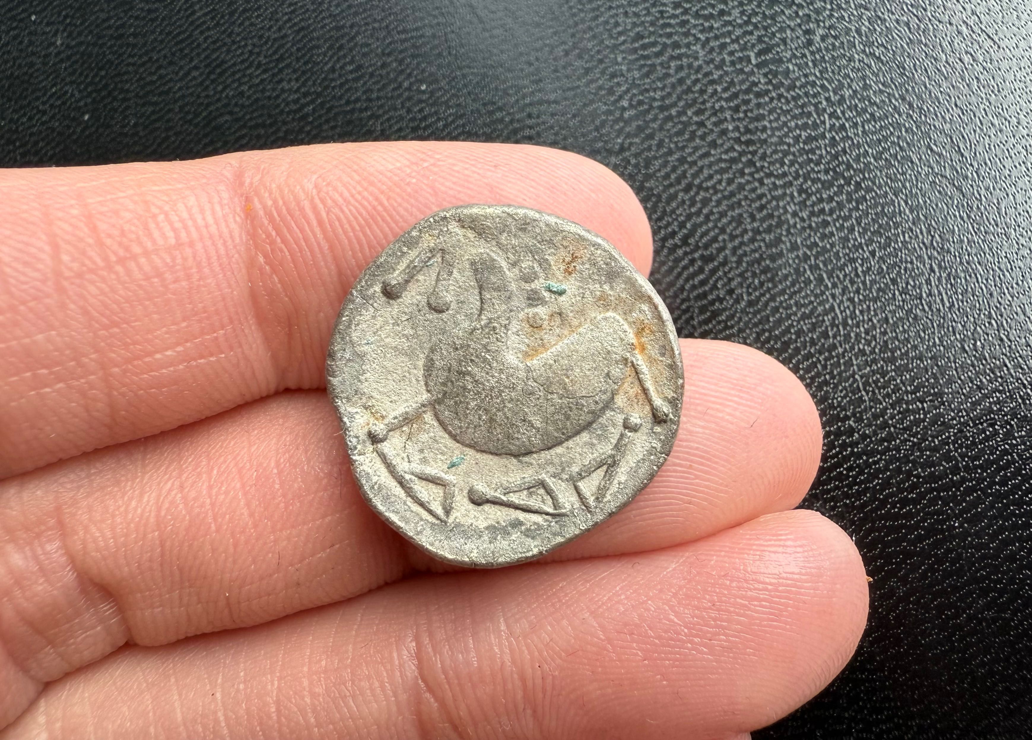 Srebrna Tetradrachma celtycka z II w p.n.e. Stare monety!!