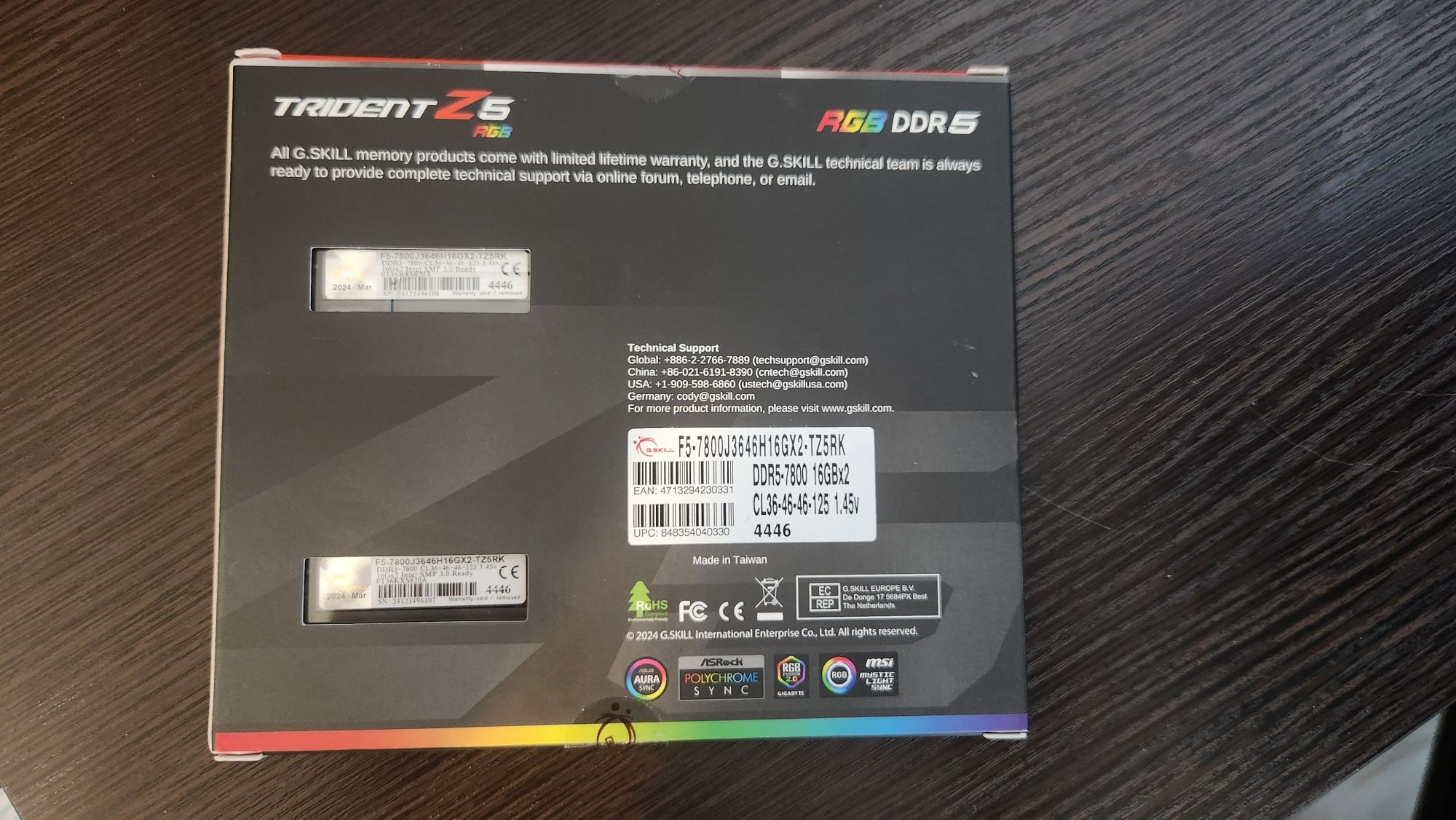 G.Skill 32 GB (2x16GB) DDR5 7800 MHz Trident Z5 RGB
