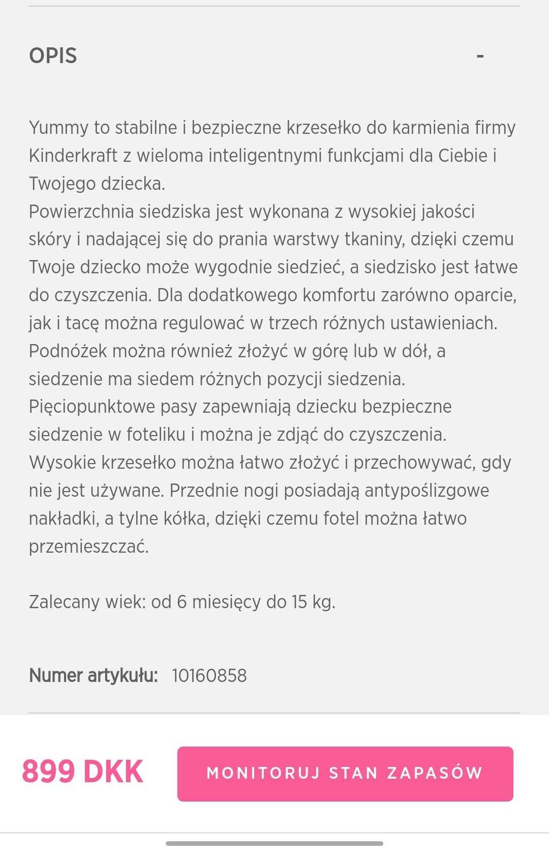 DUŃSKIE Krzesełko dla dziecka