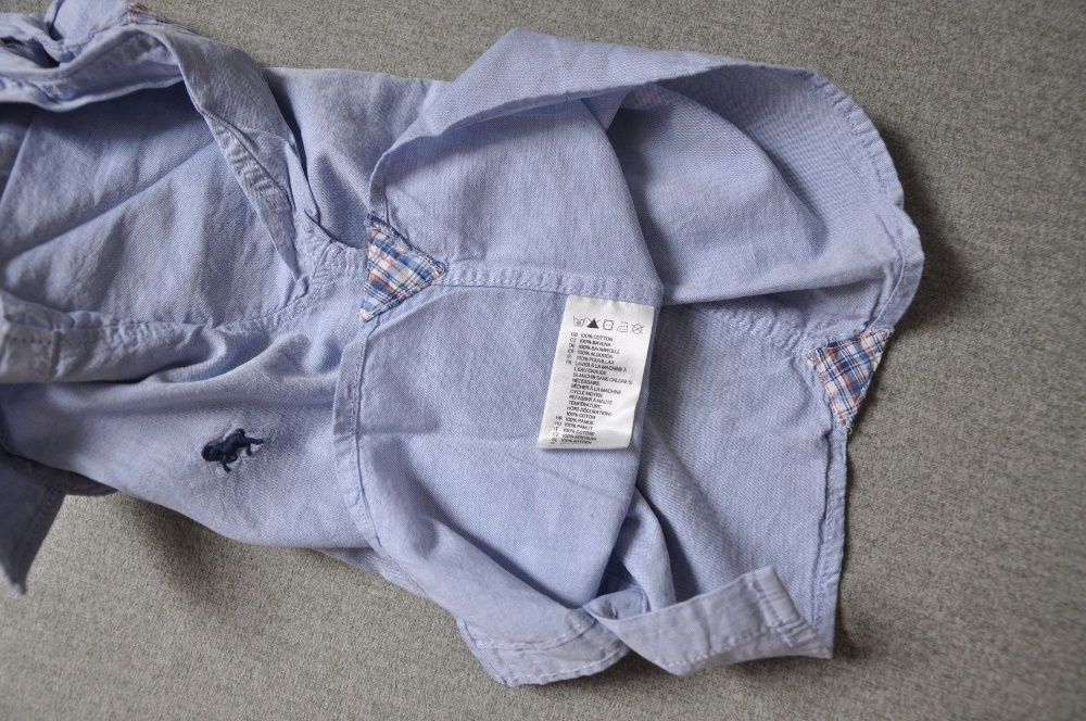 Piękna koszula H&M 80 elegancka, niebieska, łaty chrzest chłopieca