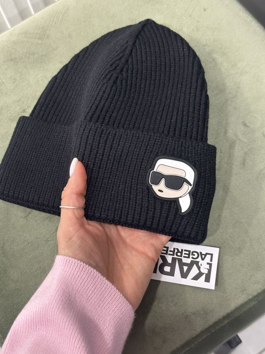 Шапка Karl Lagerfeld, жіноча шапка, чорна шапка