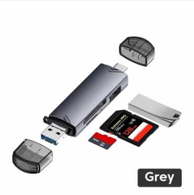 Картридер, размер 8,8х2,4х1,7 см, USB 3,0, Type-C, Micro USB и SD