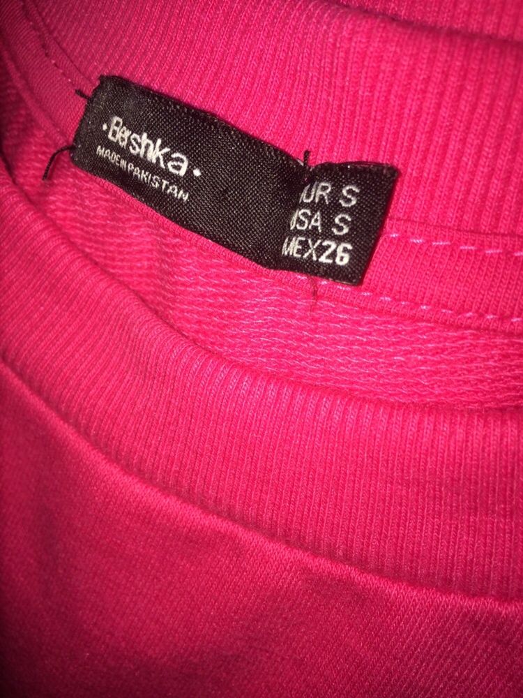 Sweatshirt cor de rosa sem ombros T S