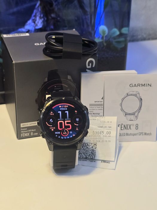 Годинник Garmin Fenix 8 AMOLED Sapphire Titanium 47mm, гармін фенікс 8