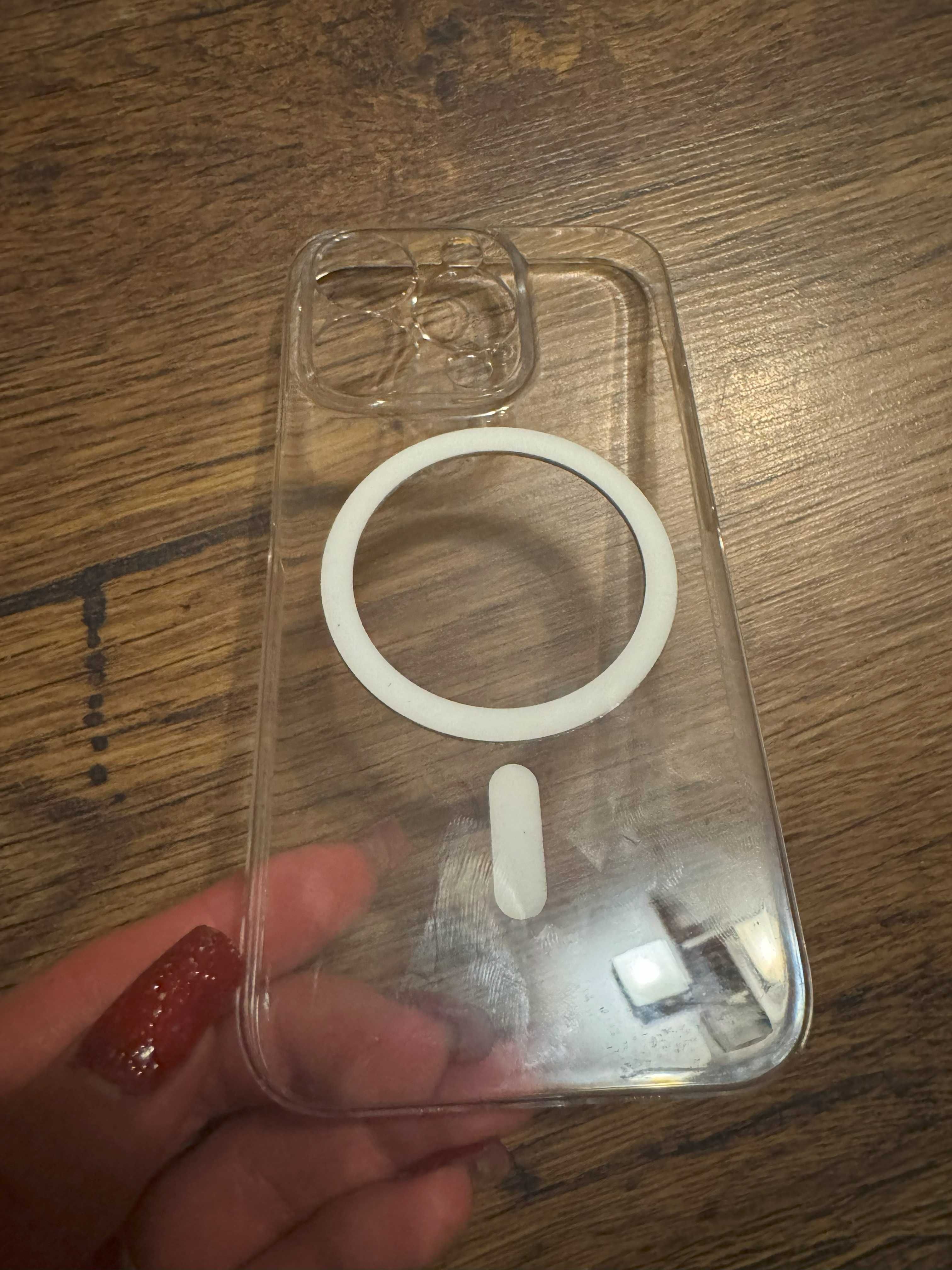 Etui przezroczyste, białe, Iphone 15 pro, magsafe, magnes