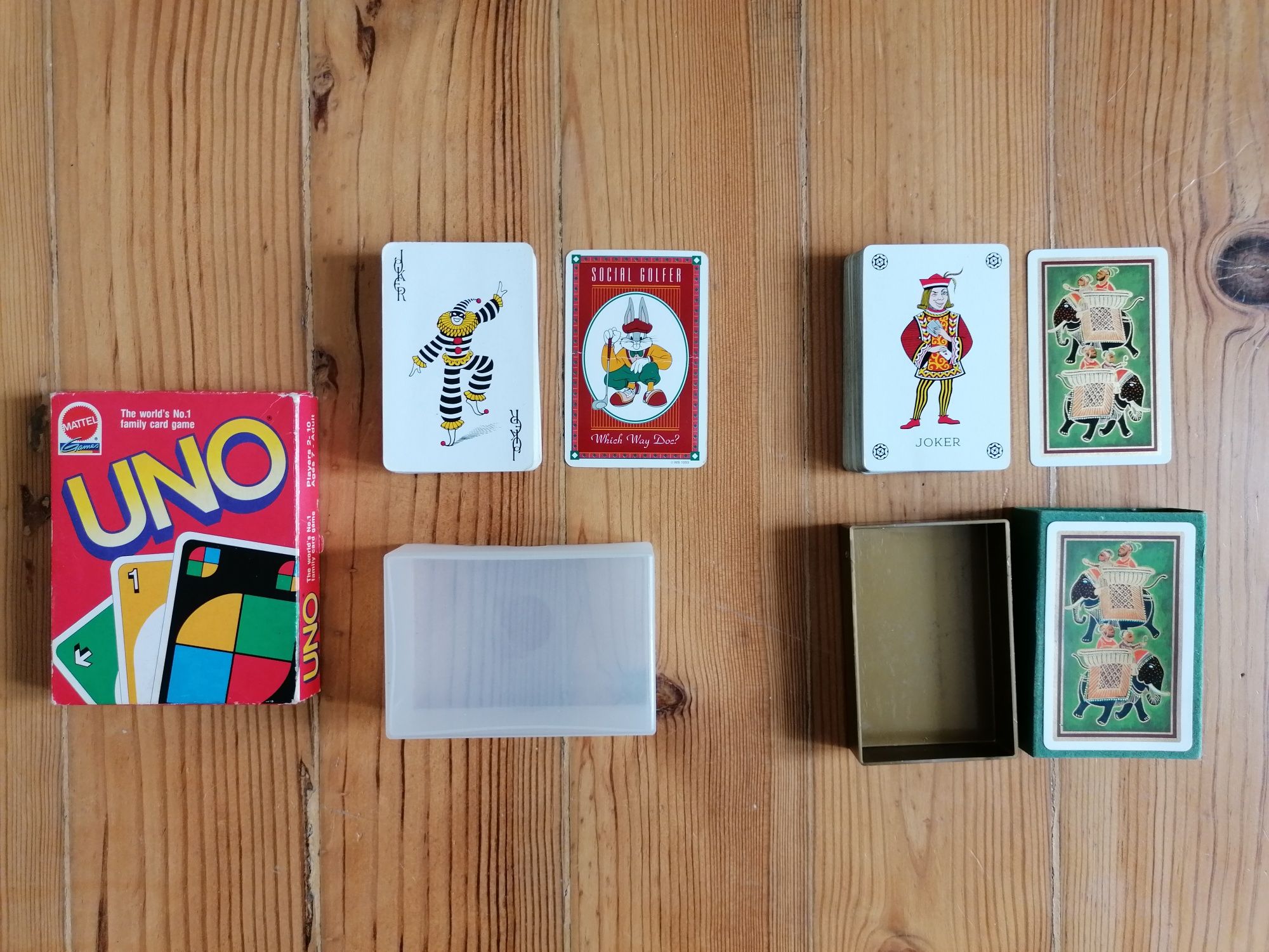 2 x Cartas (1 do Bugs Bunny tema golf) e jogo de cartas Uno