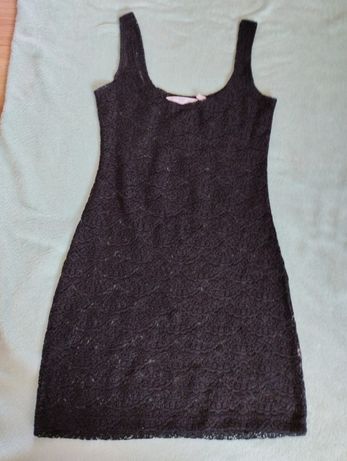 Czarna sukienka koronka/siateczka r.xxs