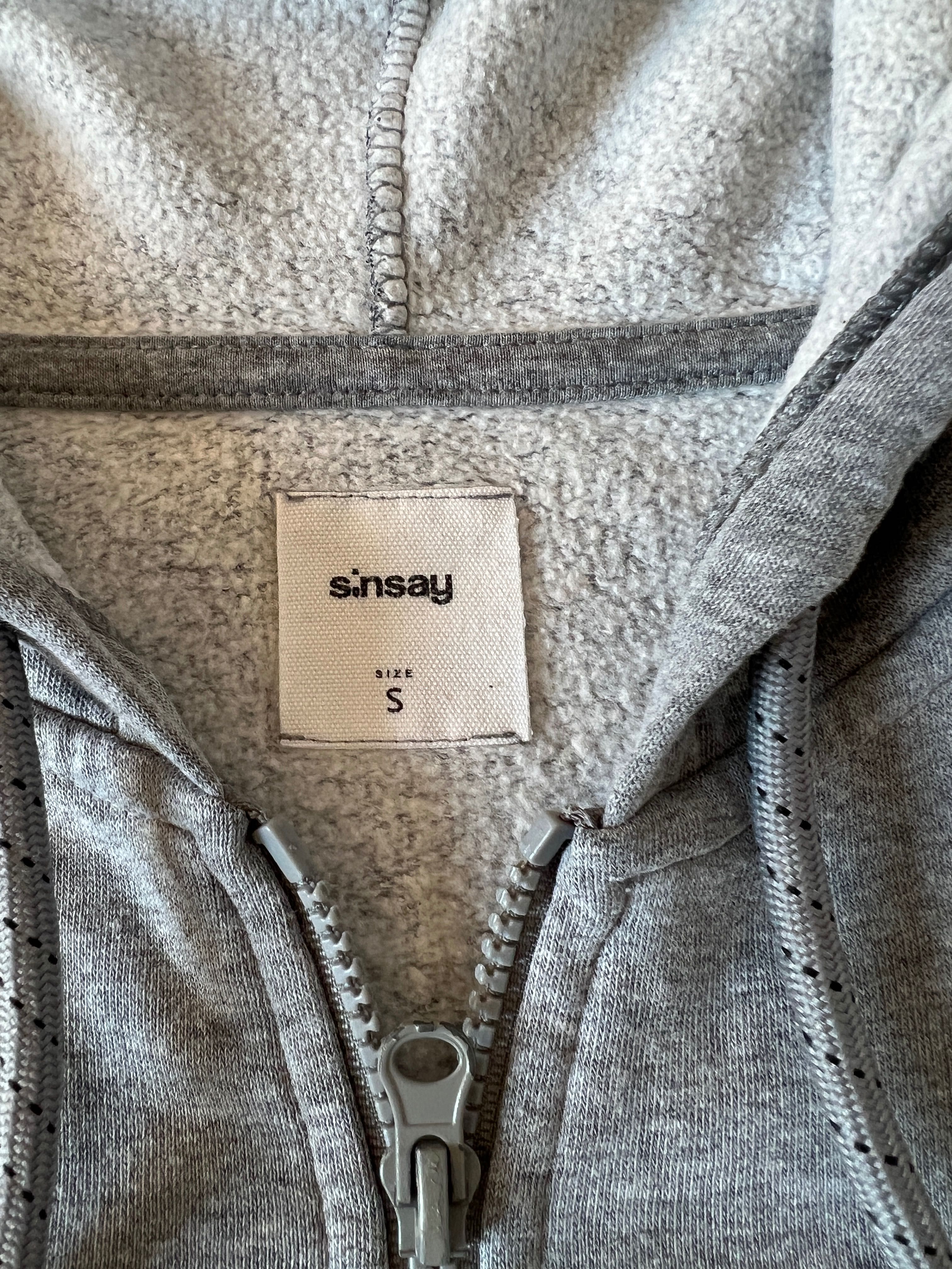 Sweter / bluza z kapturem rozsuwana szara - sinsay