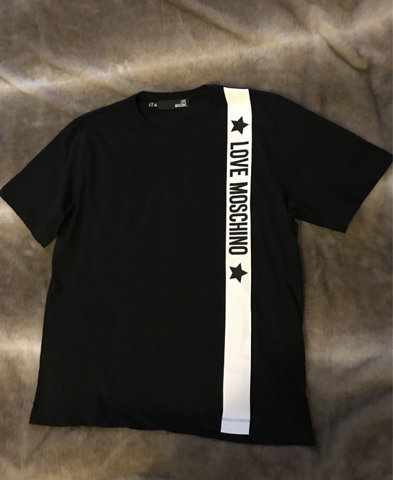 Love Moschino bluzka koszulka t-shirt czarny M 38 biały logo