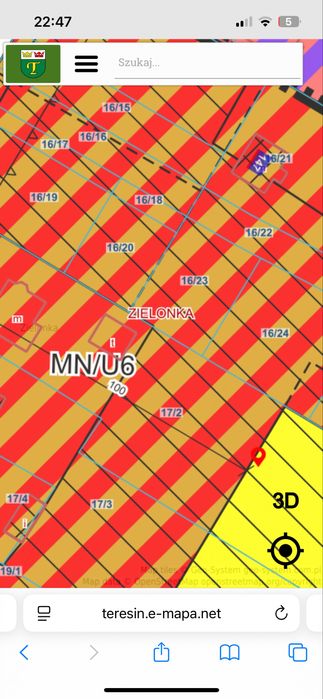 Dzialka budowlana Teresin mpzp 1005m2