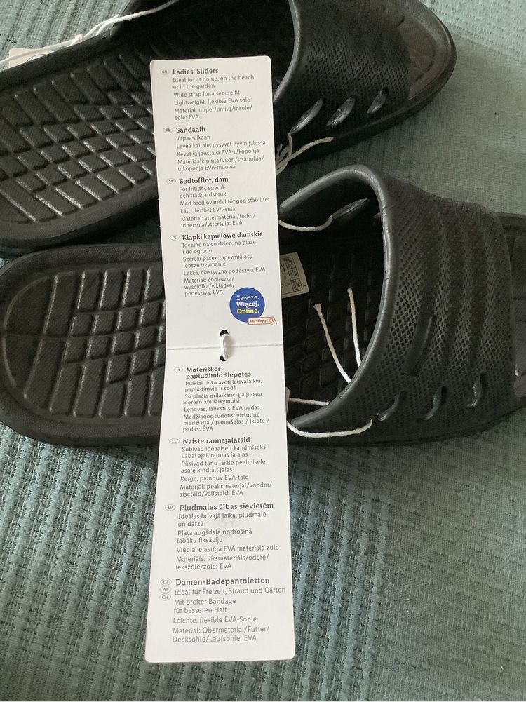 Nowe lekkie klapki kąpielowe damskie czarne rozmiar 41 Esmara