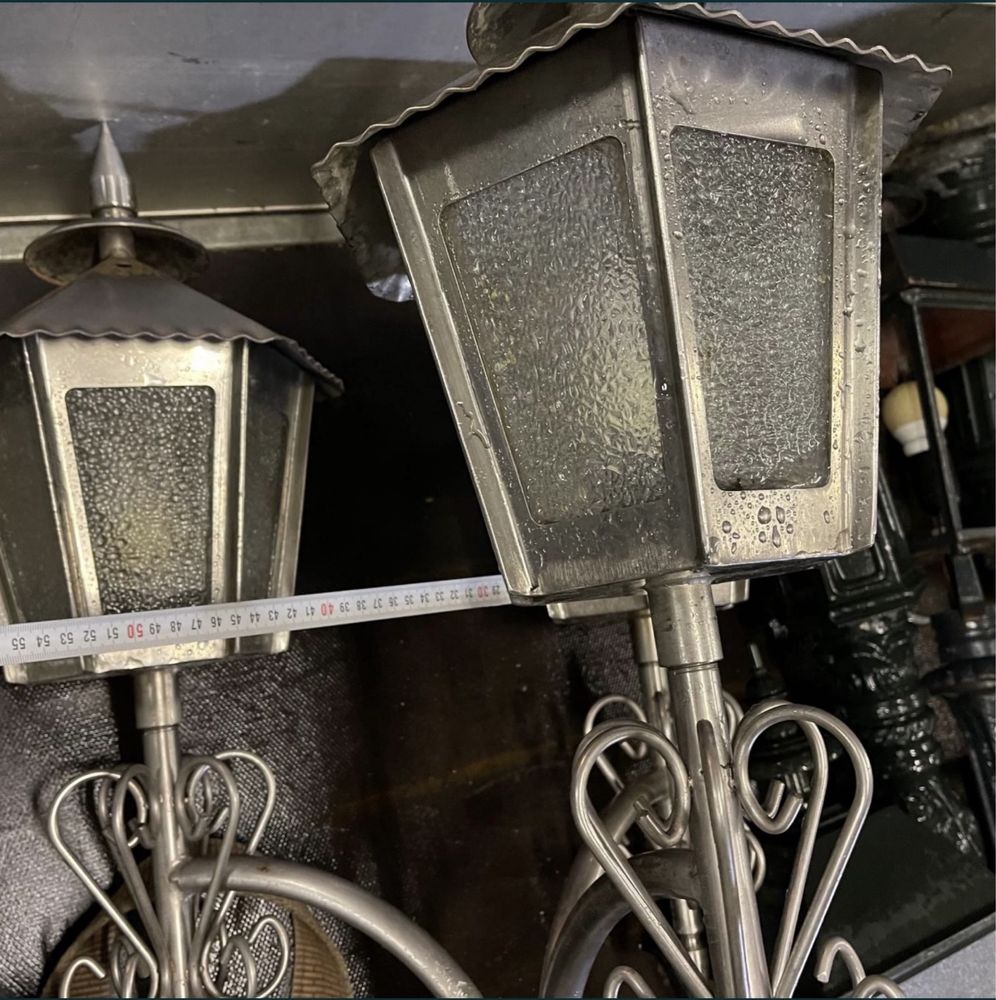 Latarnia parkowa lampa ogrodowa handmade ze stali nierdzewnej unikat