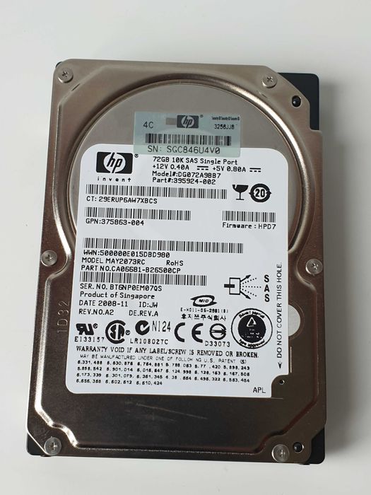 жорсткий   HDD 72GB  HP 395924-002  10K SAS DG072A9BB7 Fujitsu