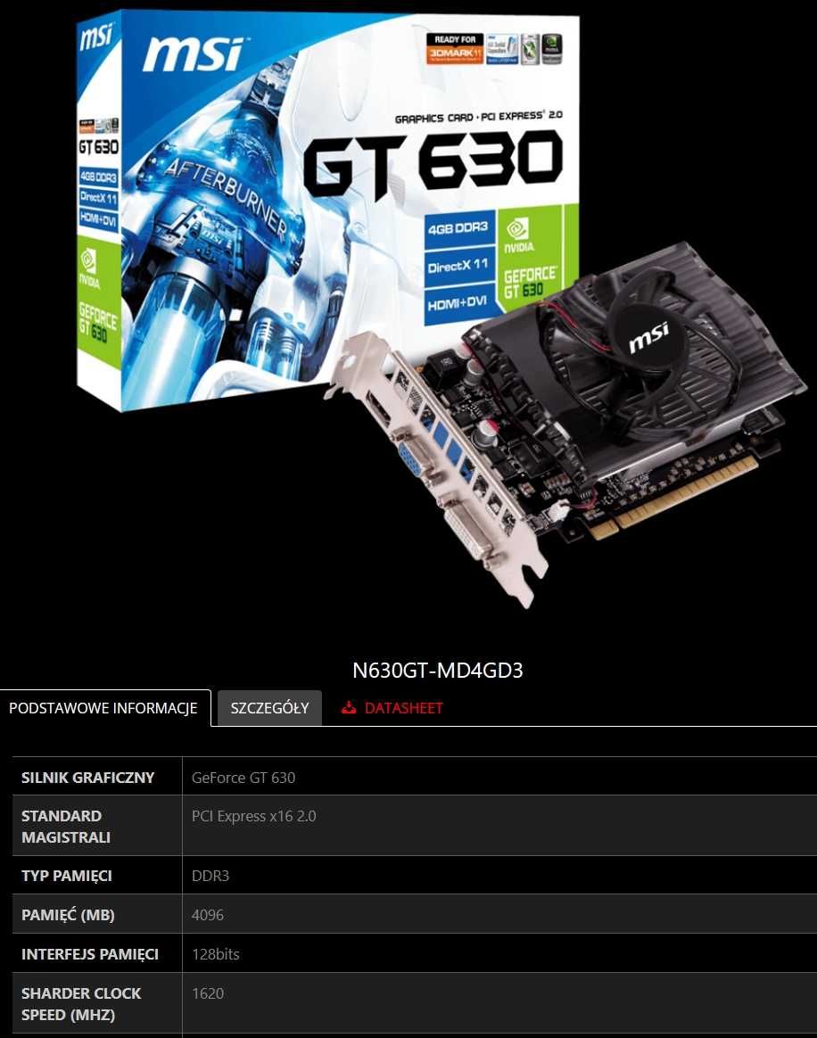 Komputer Intel, 8GB RAM, GeForce GT630 4GB, dysk 320GB