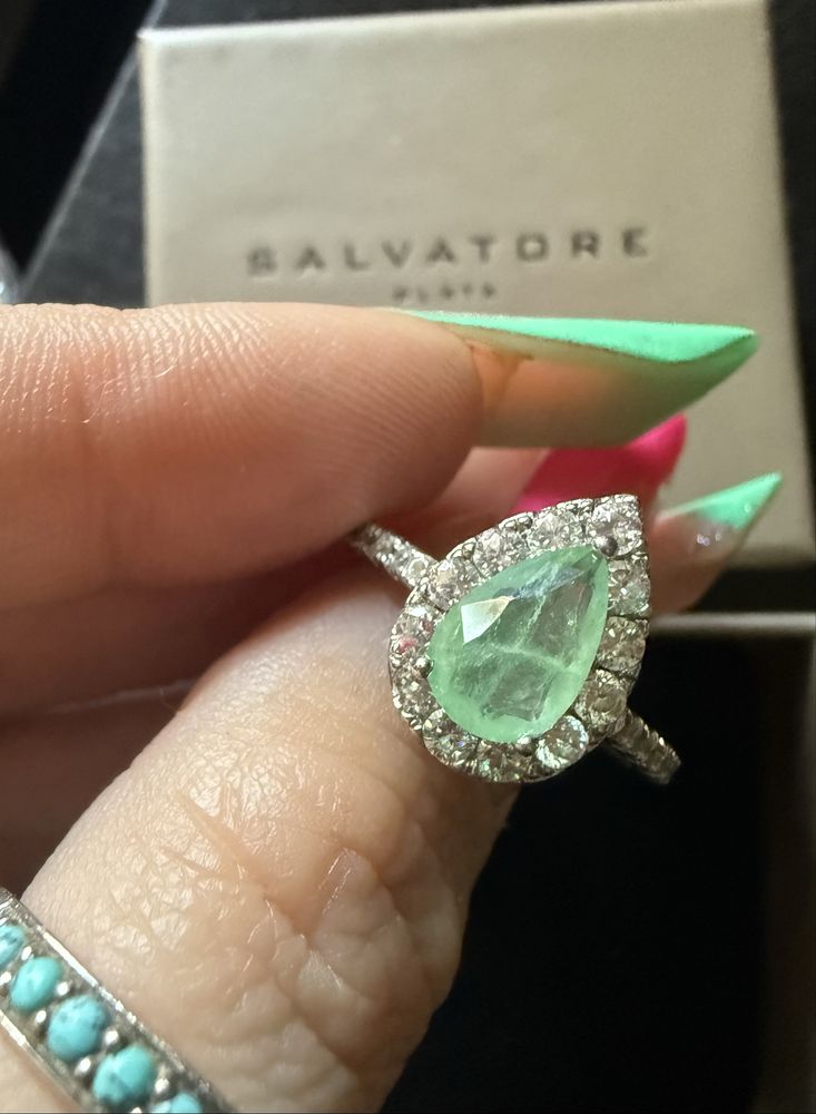 Anel Salvatore Plata menta tamanho 14