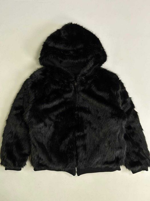 MA-1 бомбер черный мех двостороння куртка хутро зіпка чорний black S M