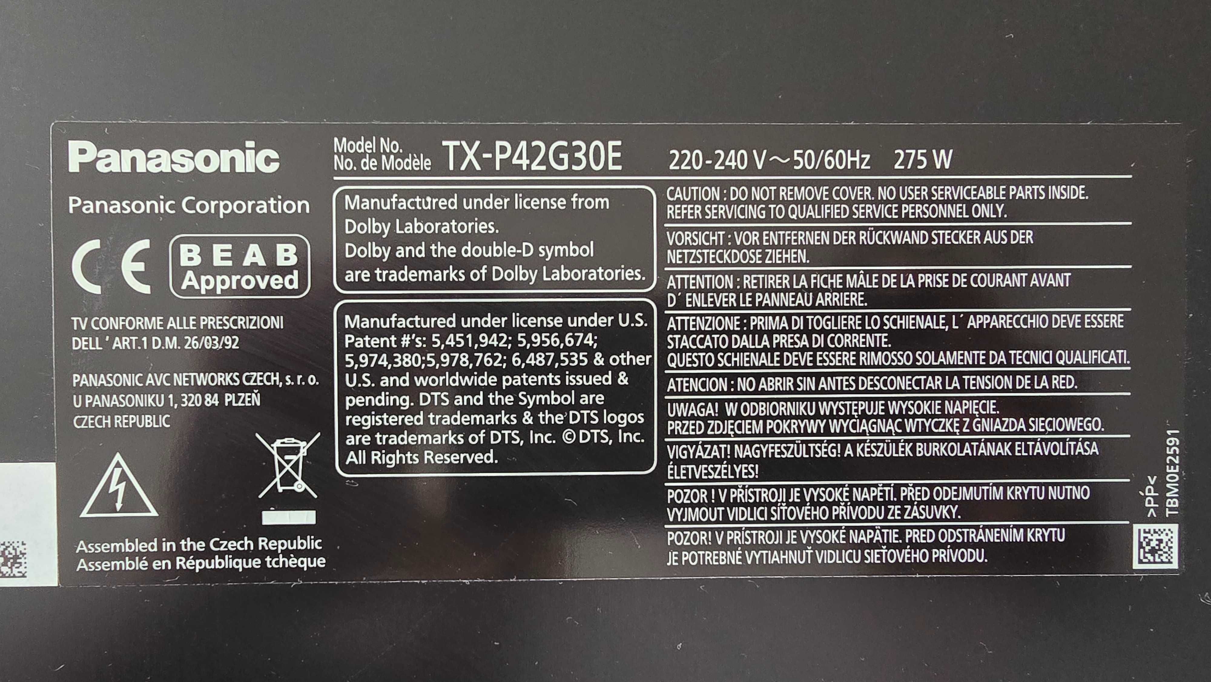 telewizor Panasonic TX-P42G30E