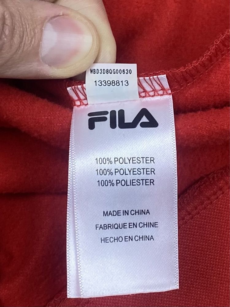 Fila кофта балахон s размер флисовая красная с лого оригинал