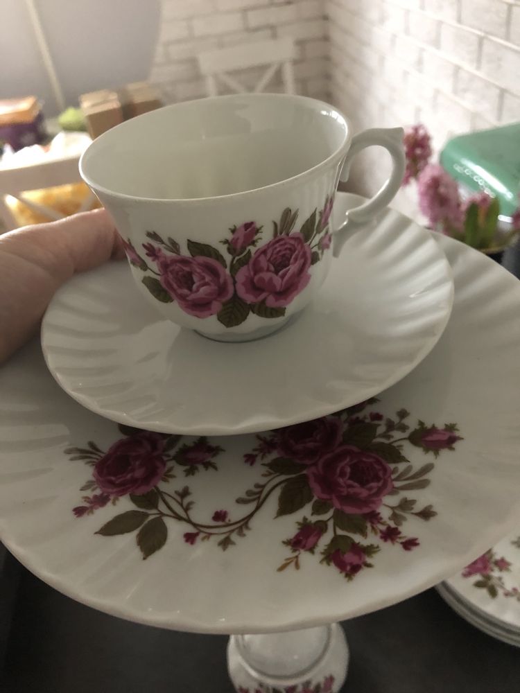 Stara porcelana Retsch Wunsiedel klasyczny serwis do kawy róże