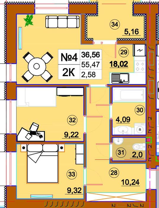 В збудованому будинку 2-на квартира (61.87 кв) в ЖК Комфорт-Сіті