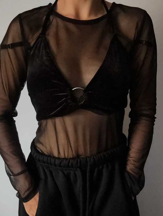 Bluzka-stanik crop top wiązany na szyi i plecach m l