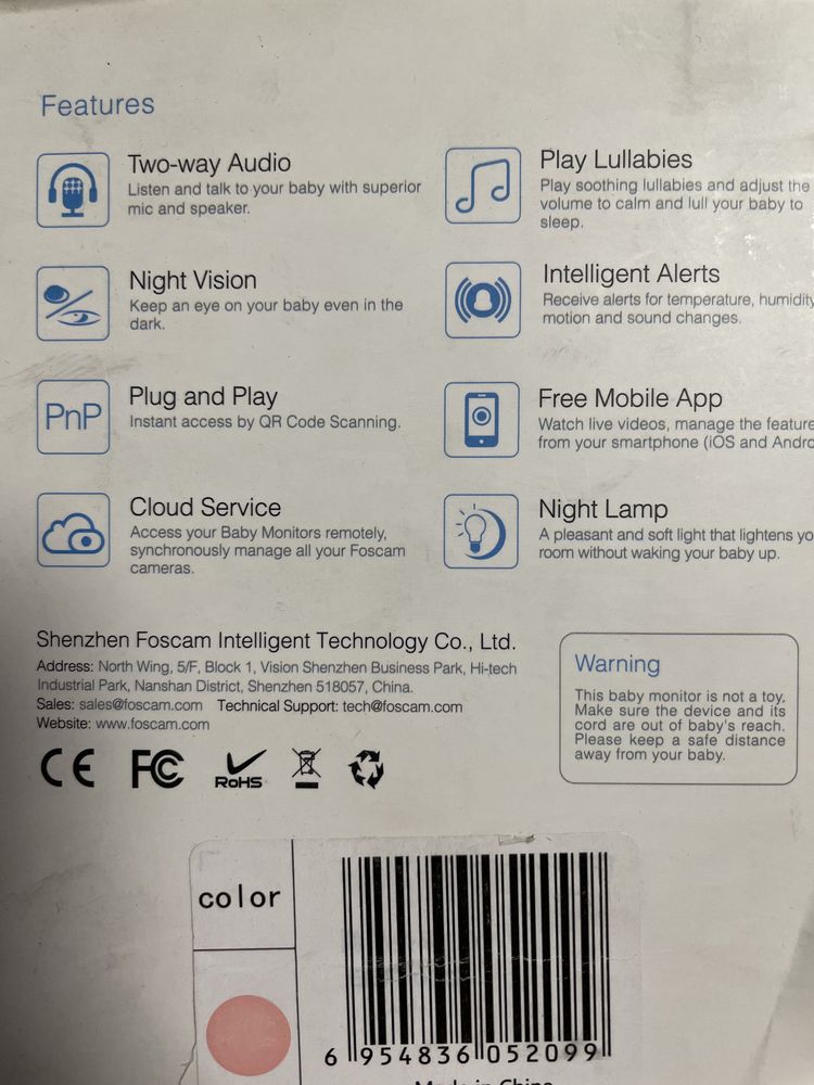 Kamera IP Foscam - elektroniczna niania FOSBABYP1-PINK WiFi HD