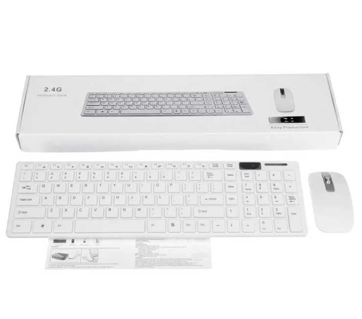 Клавиатура беспроводная + мышь беспроводная комплект K-06 белый