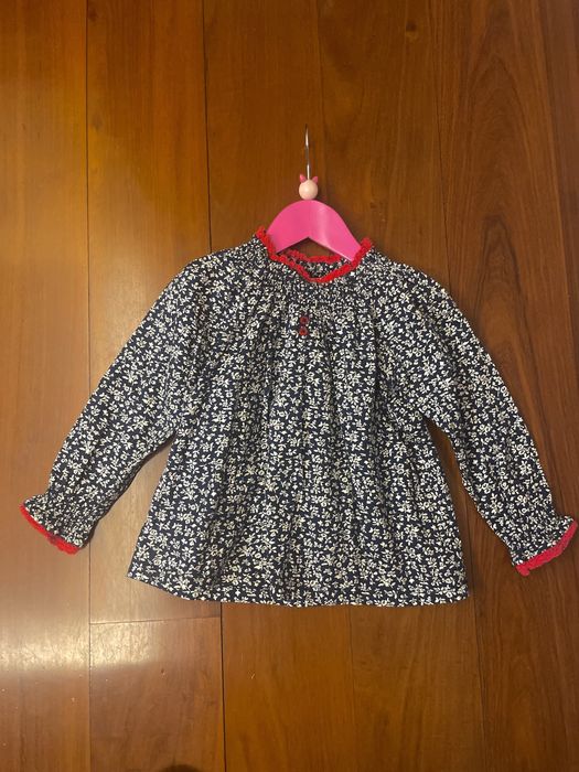 Camisa / Túnica Menina inverno Lanidor azul com flores