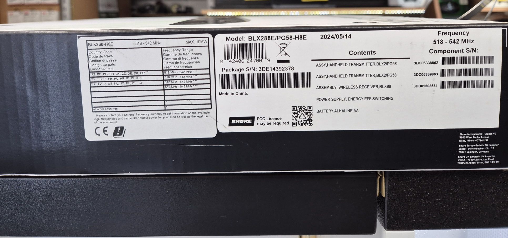 Zestaw mikrofonów SHURE BLX288E/PG58-H8E COMBO, Komis Jasło Czackiego