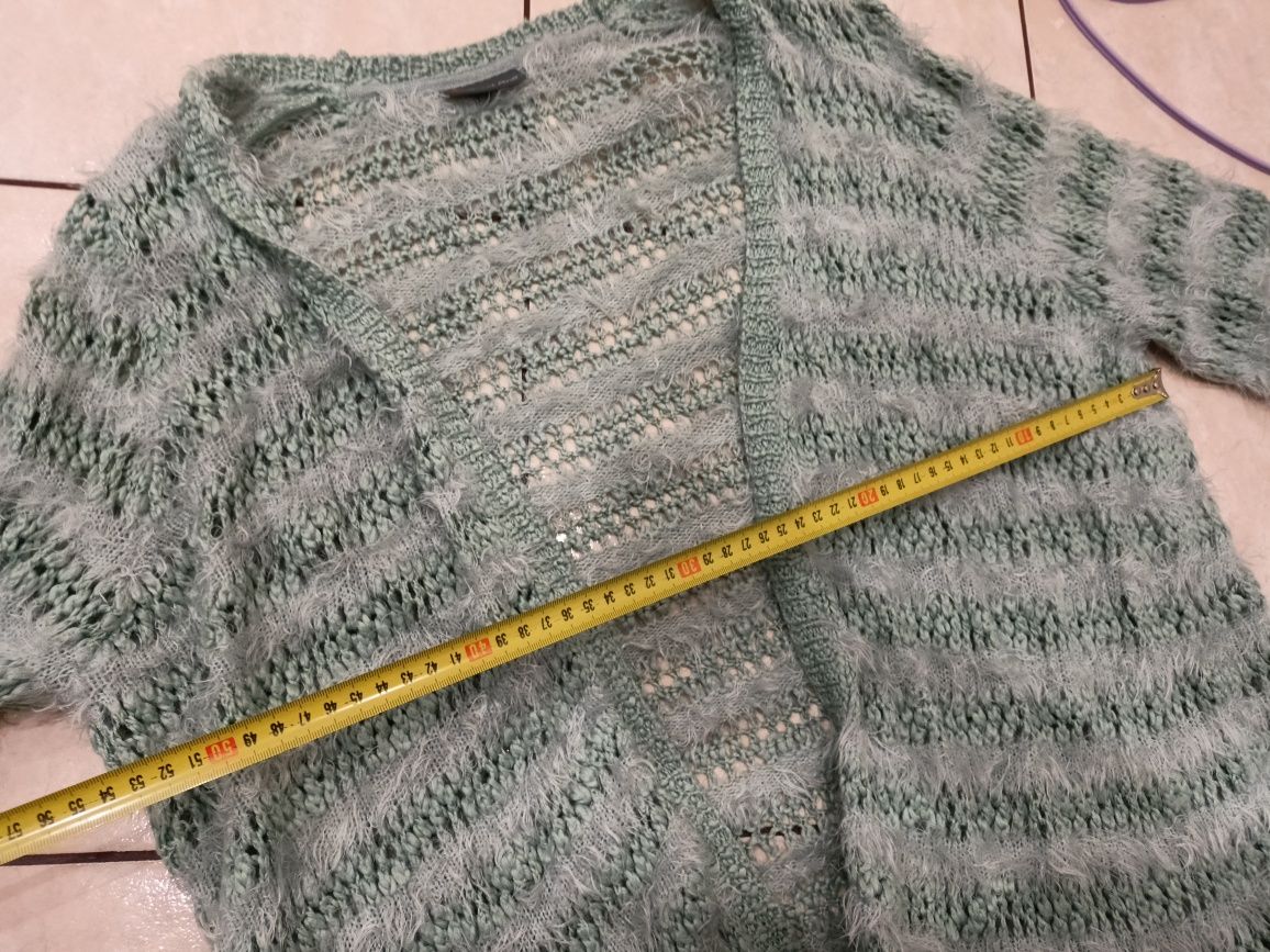 Miętowy ażurowy sweterek sweter 44 XXL