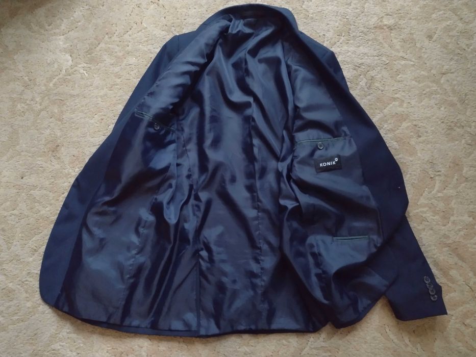 Garnitur KONIK gładki granatowy męski r. 176/92 - stan idealny
