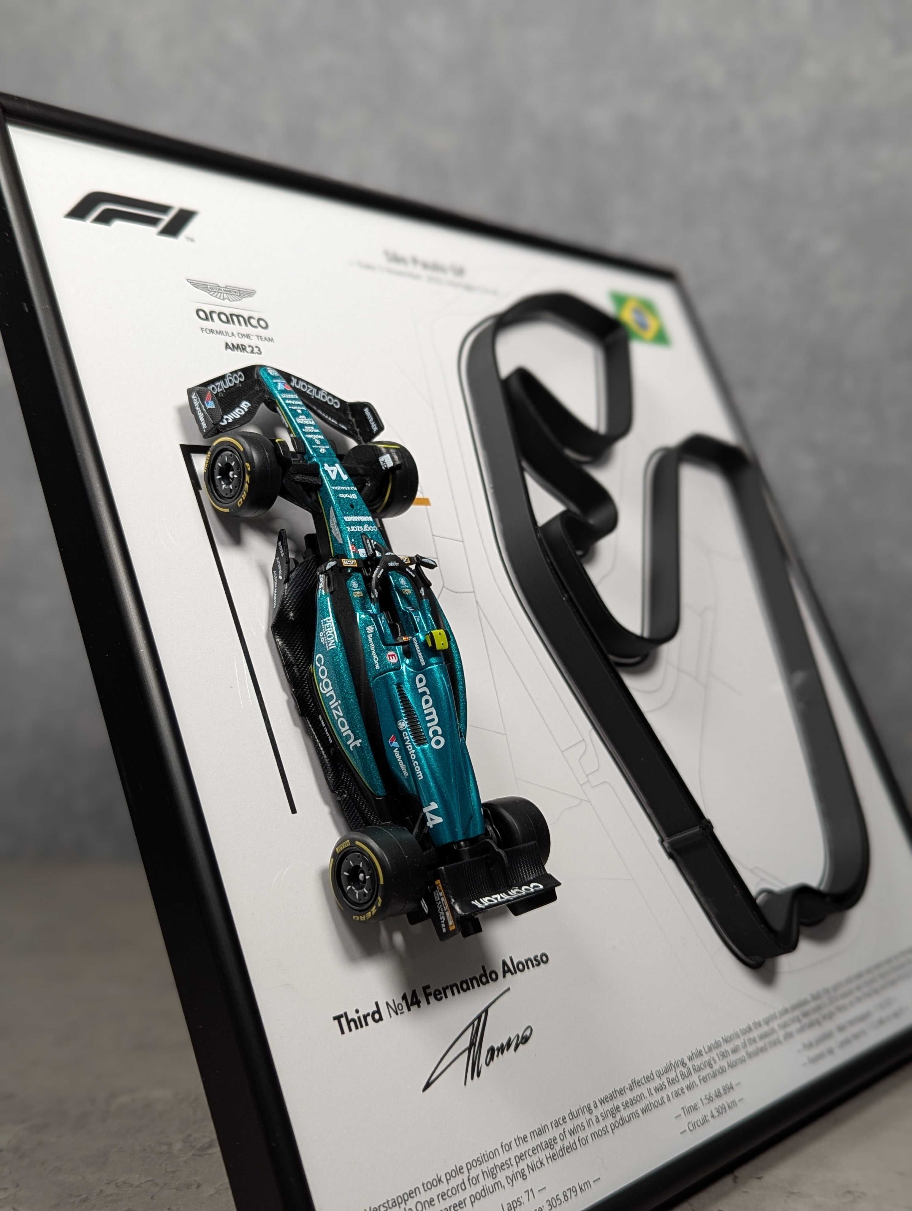 Bburago з Рамкою F1 AMR23 Траса São Paulo GP 2023 #14 Fernando Alonso