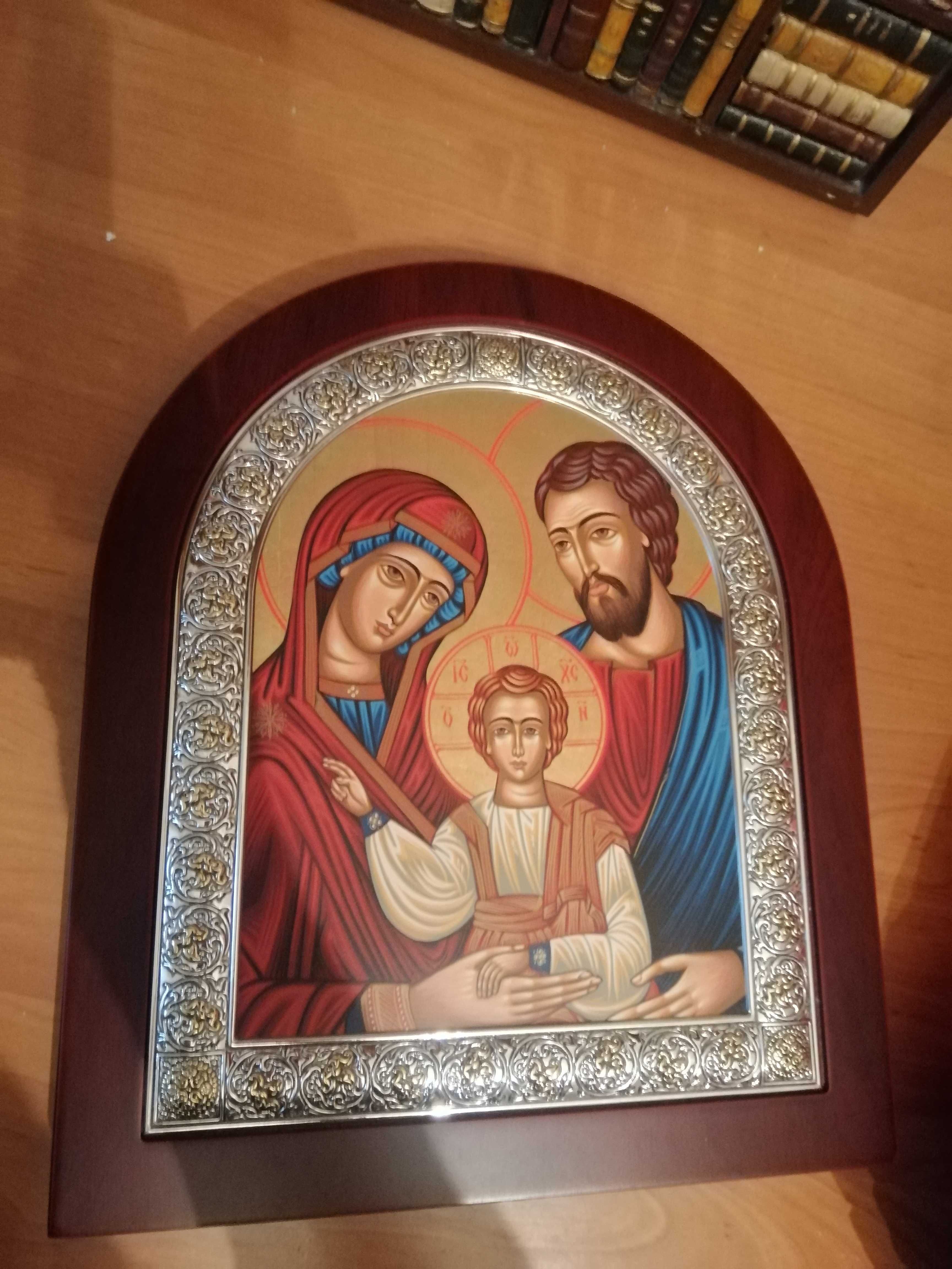 Ікона Сімейна з Греції, православна, посріблена, ручна робота 31х26 см