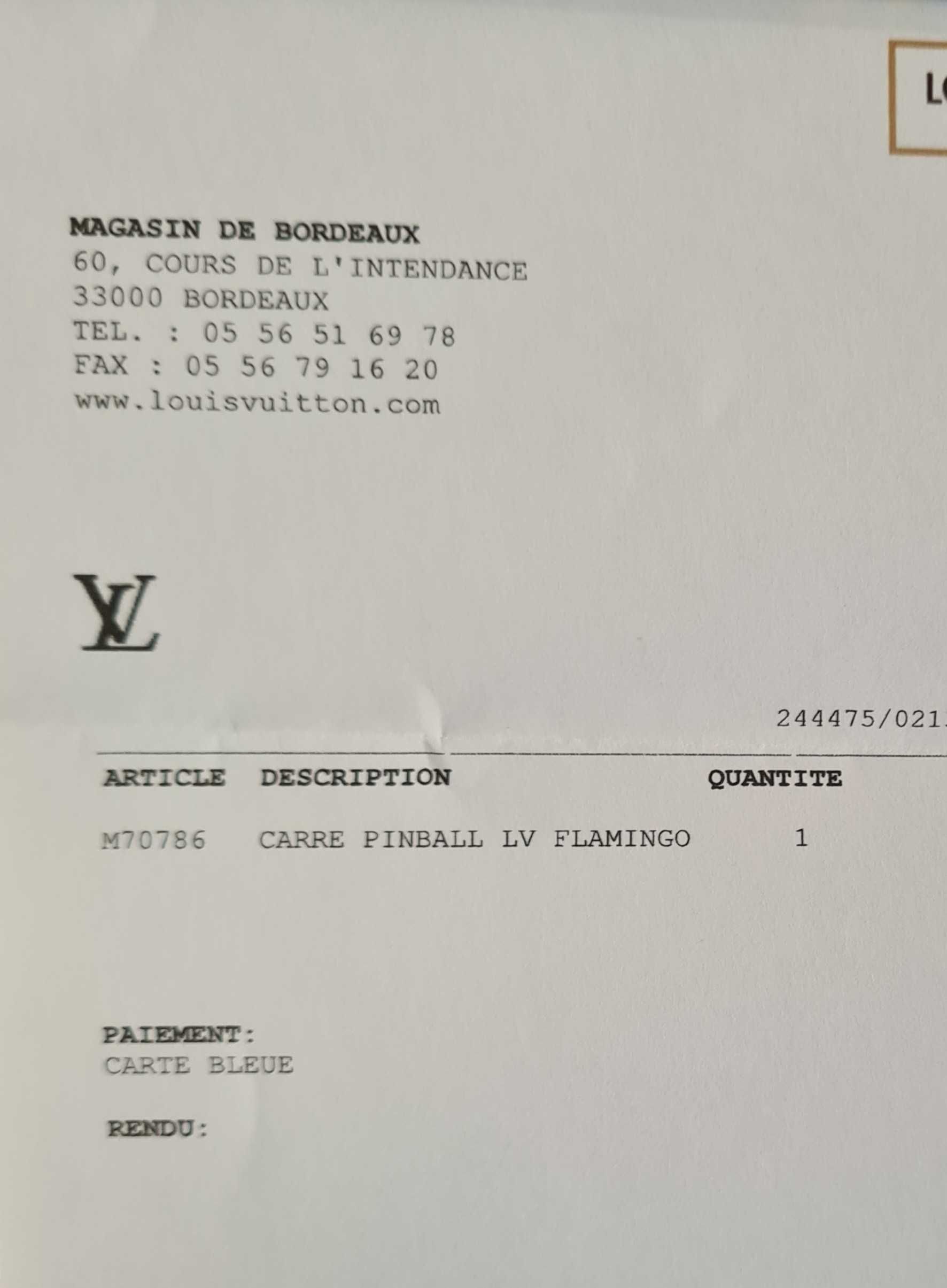 Apaszka Louis Vuitton 90 X 90 "Carre Pinball  LV Flamingo "