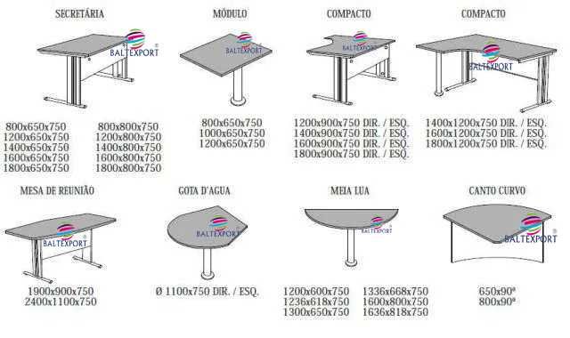 Secretária Escritório /Gota Água /Canto Curvo /Mesa Reunião /Mel. NOVO