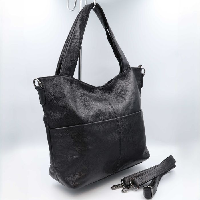 Сумка жіноча шкіряна leather 9001 black Сумка женская кожаная черная