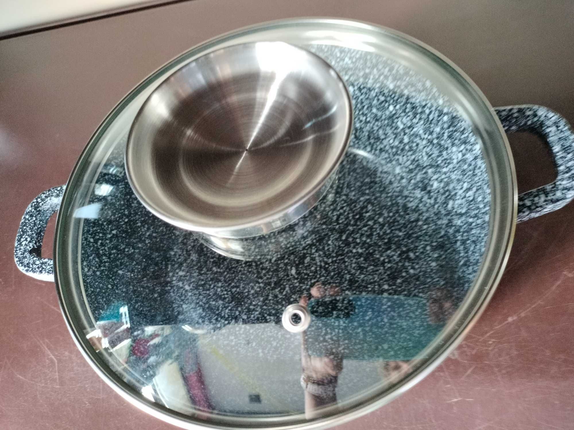 Garnek marmurkowy gaz indukcja średni do każdej kuchni do zapiekania j