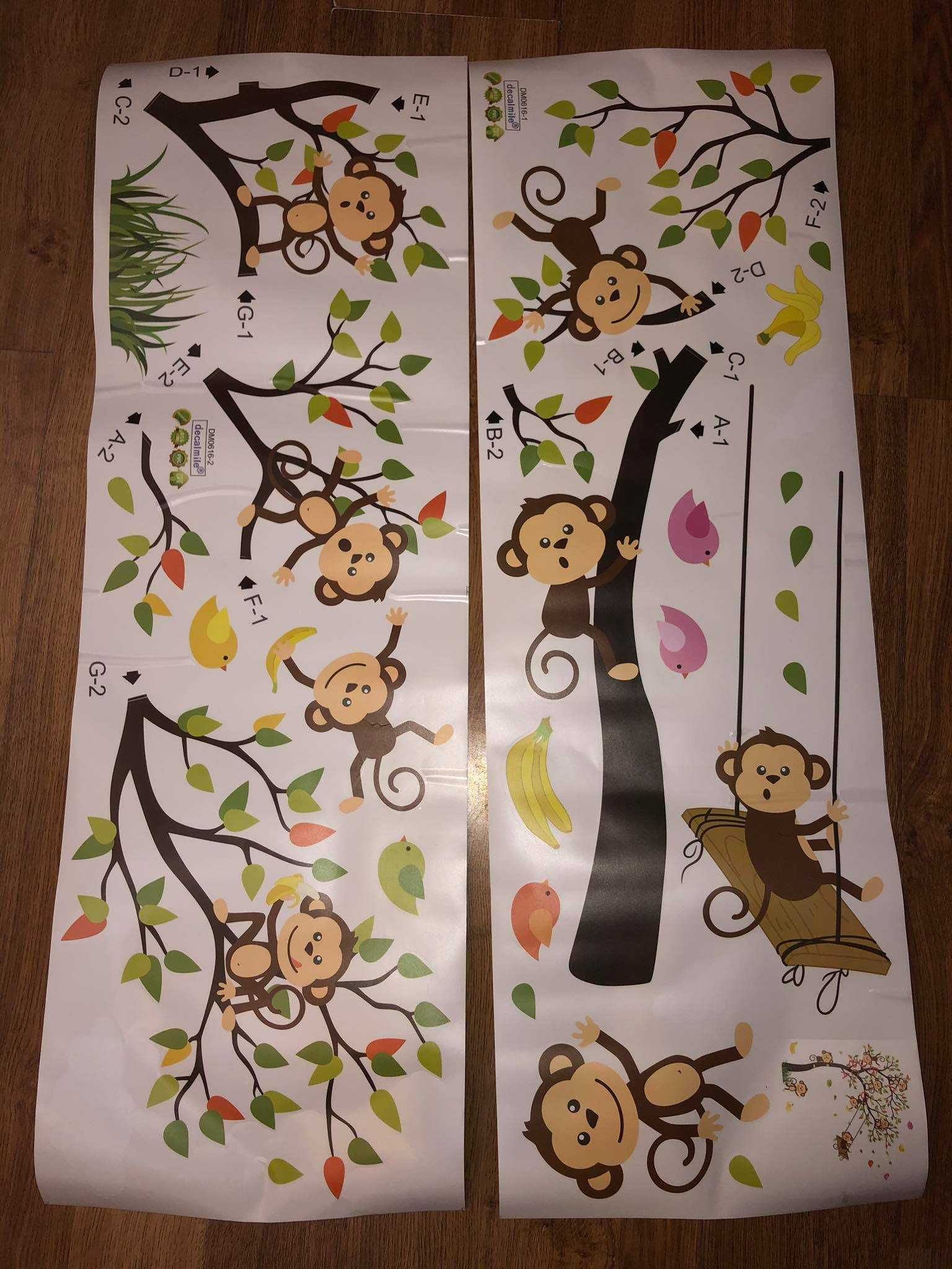 Naklejki ścienne małpki zwierzęta drzewo