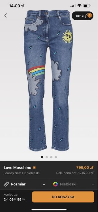 27 slim fit Love Moschino jeansy niebieskie super design 50%ceny