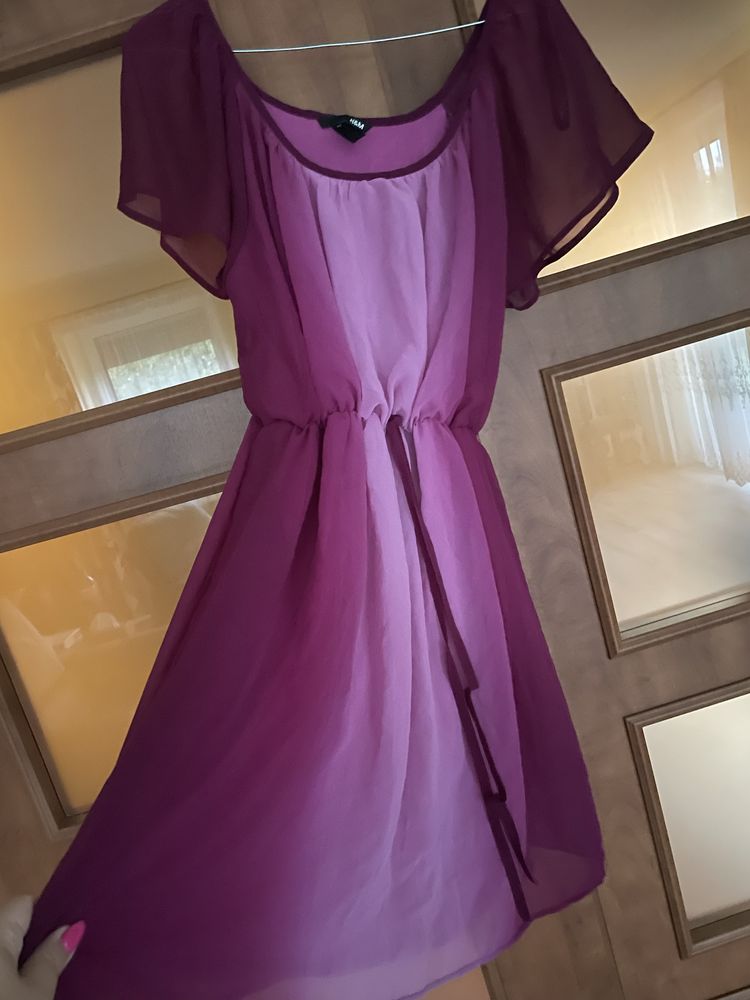 Sukienka bordo róż H&M
