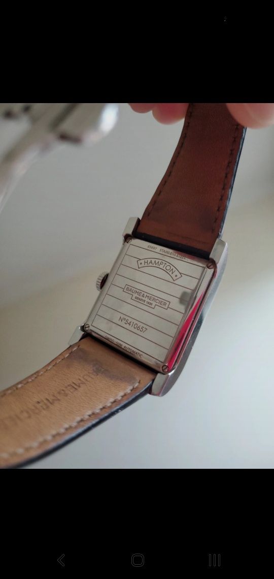 Baume & Mercier Manual Automatic Men's Watch, Brown Rectangular Face,
