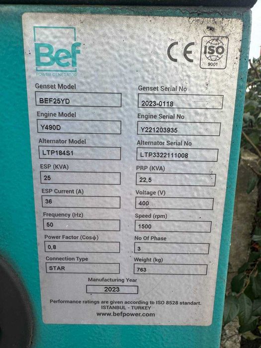 Дизельний Генератор. BEF 25YD 20/18кВт.