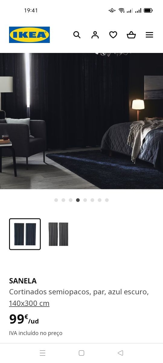 Cortinados SANELA azul escuro, IKEA. NOVO